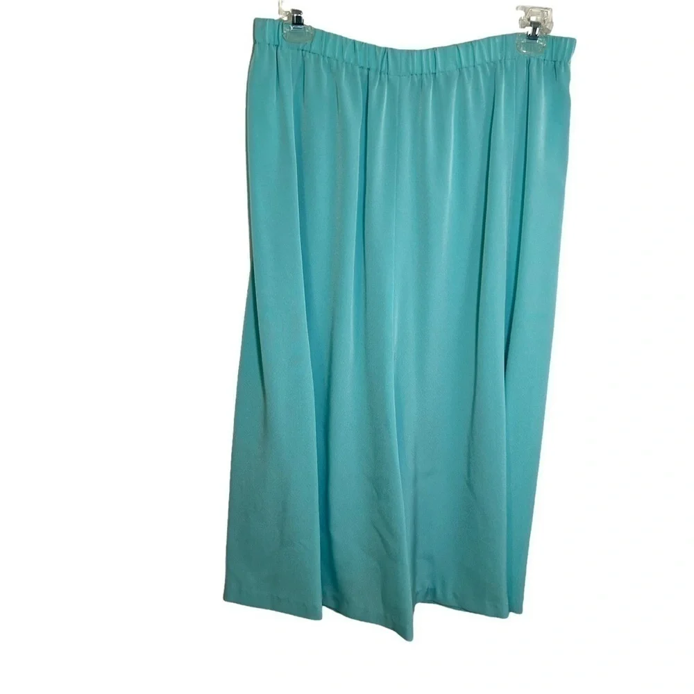 Vintage Don Elliot Womens Size 10 Skirt Set Teal Bow Detail Long Sleeve Crewneck